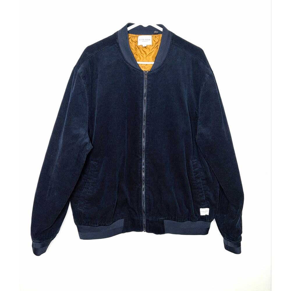 Five Four Los Angeles Jacket Men's XL Navy Blue Bomber Zip Front Corduroy Preppy